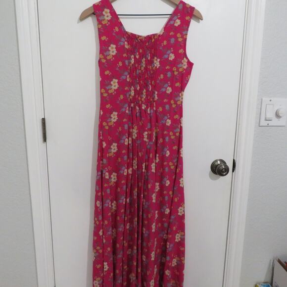 Koret Small Pink Yellow Floral Midi Dress Button Front - Picture 2 of 5